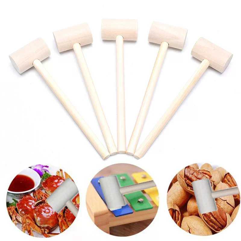 Wooden 5 PCS Mini Hammer Ball Toy Hitting Replacement Wood Mallets Toy