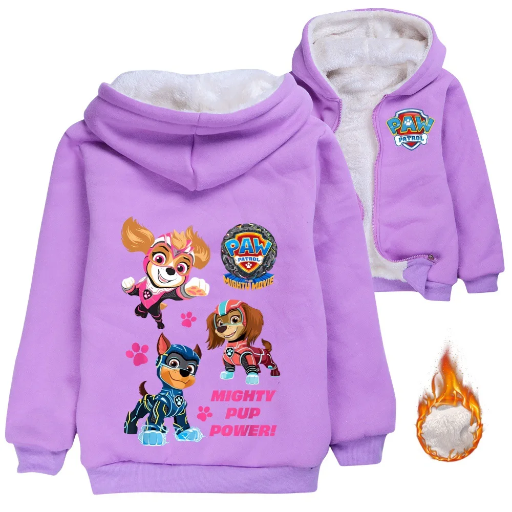 Paw Patrol Thicken Clothes Kids Autumn Hooded Sweatshirts Baby Girls Zipper Jackets Toddler Boys Long Sleeve Coats