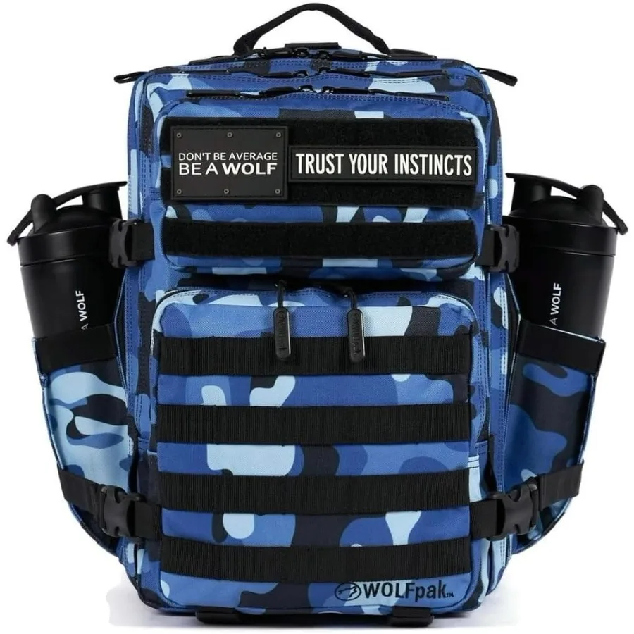 WOLFpak 25L Athletic Gym Rucksack – Robustes 1000D wasserdichtes Oxford-Material mit MOLLE-Gurtband, Laptoptasche und Dual-Cup-Halterung