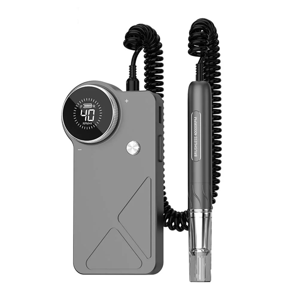 Stainless Steel Brushless Electric Nail File Drill Machine 85w with Pro Slim Handle Battery Operated E-file Nail Polisher
