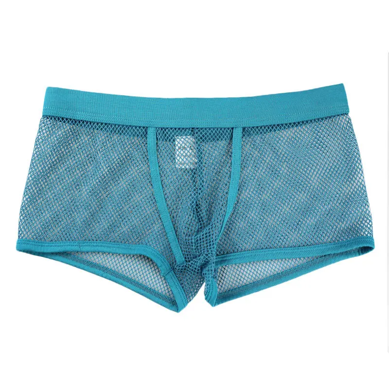 

Men's Boxy Underwear Fishnet Mesh Breatahble Transparent Breathable Comfortable Gays Erotic Low-rise U Convex Pouch Boxer Shorts