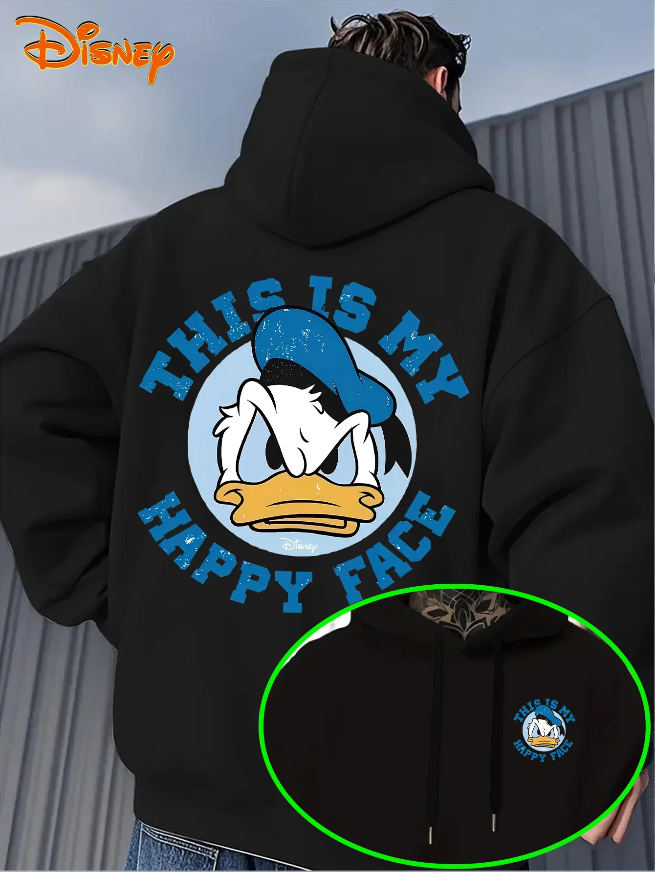 Herren Disney Donald Duck Hoodies Mode Übergroße Streetwear Unisex Sweatshirts Herbst und Winter Fleece Lässig Vielseitig