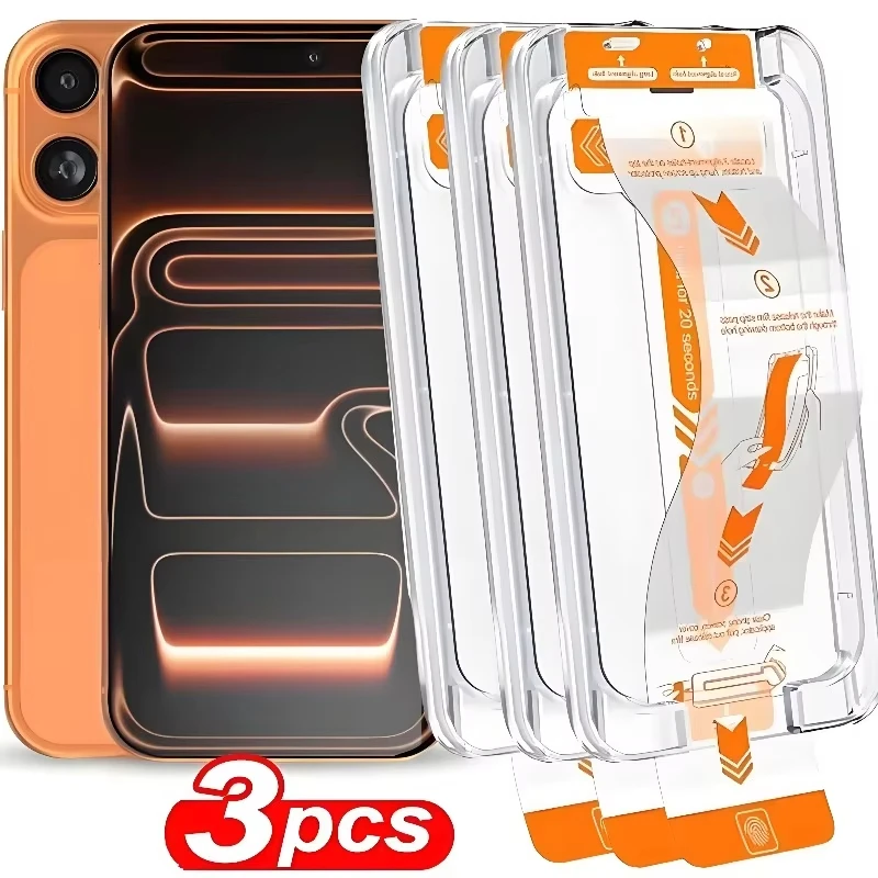 

3PCS HD Screen Protector for iPhone 17 16 Pro Max 15 14 13 12 11 XR XS 16e 7 8 Tempered Glass Film Anti-Scratch Protective Film