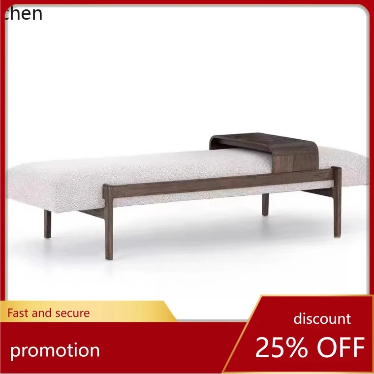 

CZ Solid Wood Sofa Stool Fabric Home Shoe Changing Stool Bedroom Bed End Stool