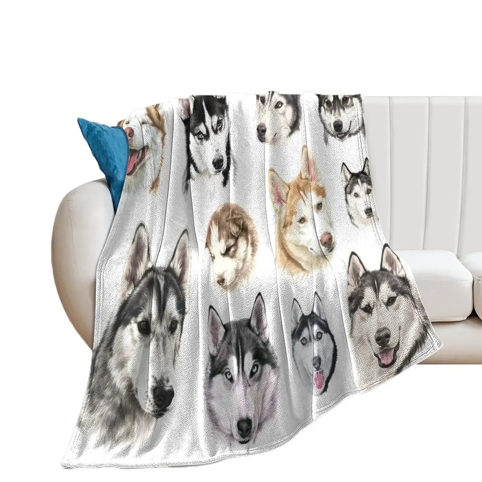 Husky collage Throw Blanket Blankets For Bed bed plaid Hairys Flannels Blankets