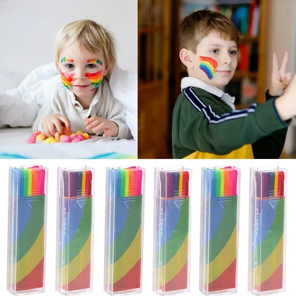 

Парафиновая Радужная краска для лица, флуоресцентная моющаяся художественная ручка для макияжа, многоцветная, легко чистится