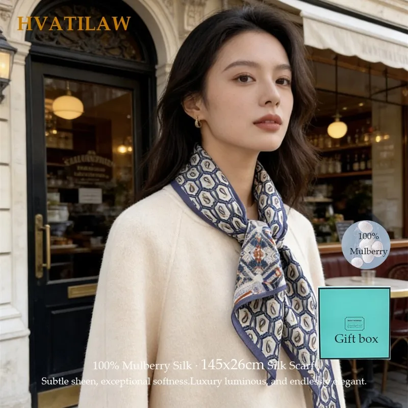 

Silk Wool Scarf 145x26cm Women Luxury Shawls Wraps 40% Silk 60% Wool Warm Pashmina Foulard Skin-friendly Neck Scarf Bandana Gift