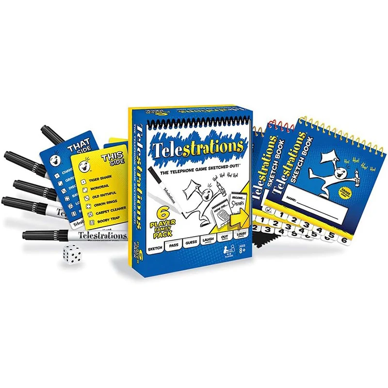 Telestrations Board Game - Telephone Game - Fun Family Drawing Game for Kids and Adults