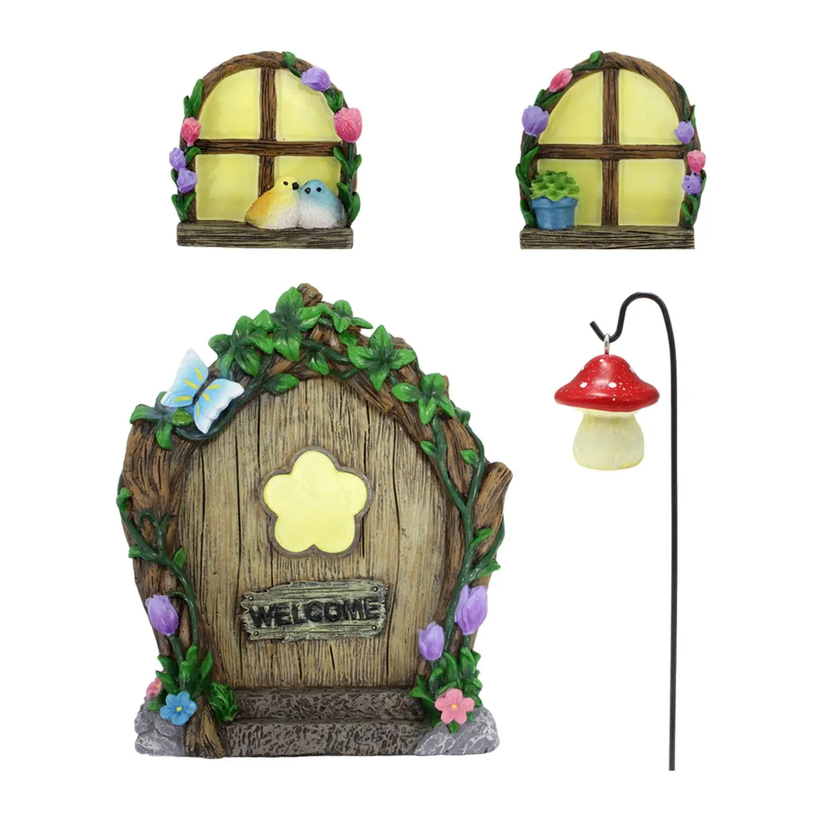 Fairy Door and for Trees Yard Art Lawn Ornament Resin Creative Mini Home