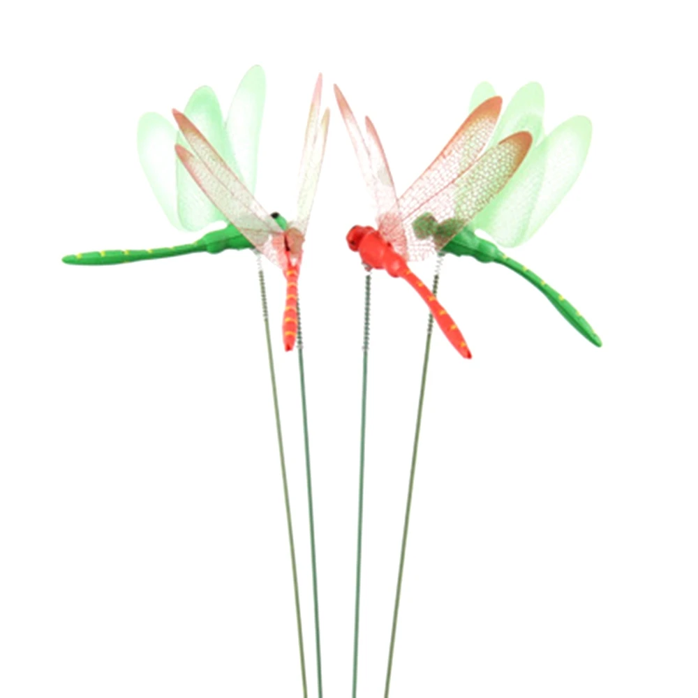 12Pcs Artificial Dragonfly Butterflies Garden Decoration Outdoor Simulation Dragonfly Stakes Yard Plant Lawn Decor Stick