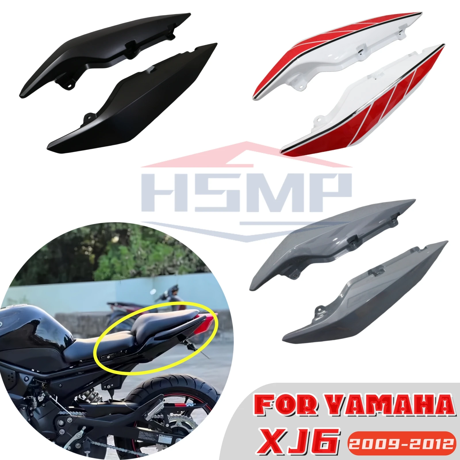 自転車用リアシートテールフェアリング,absプラスチックボディ,装飾パーツ,ヤマハxj6 xj6 2009 2010 2011 2012