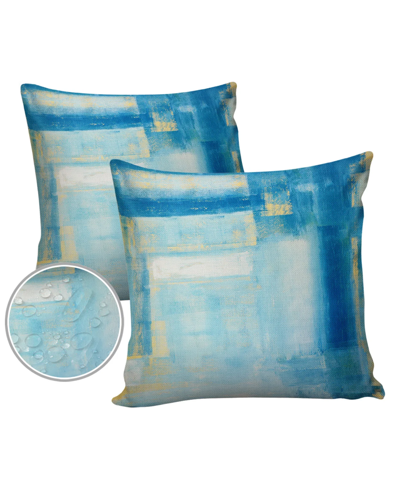 Abstract Oil Painting Blue 2/4pcs Pillowcase Waterproof Cushion Cover for Wedding Home Sofa Cushion Pillow Cover Birthday Gift