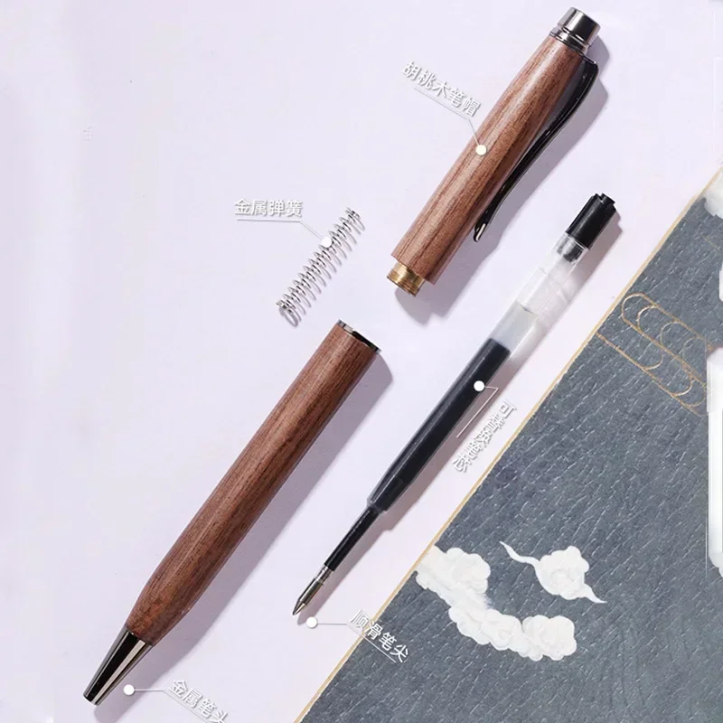 0.5mm 1Pcs Large Capacity Walnut Maple Wooden Ballpoint Pens Office Signature Pens Students Writing Painting School Kawaii Gifts