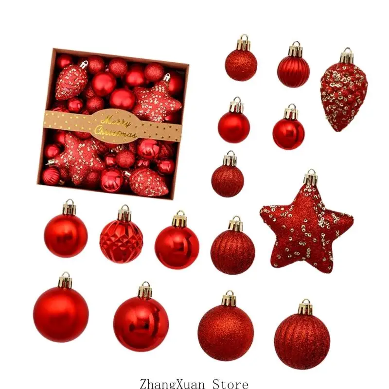 Weihnachtskugel-Set mit 50 Kunststoffkugeln für Raum- und Baumgestaltung 3XUF – Detail 7