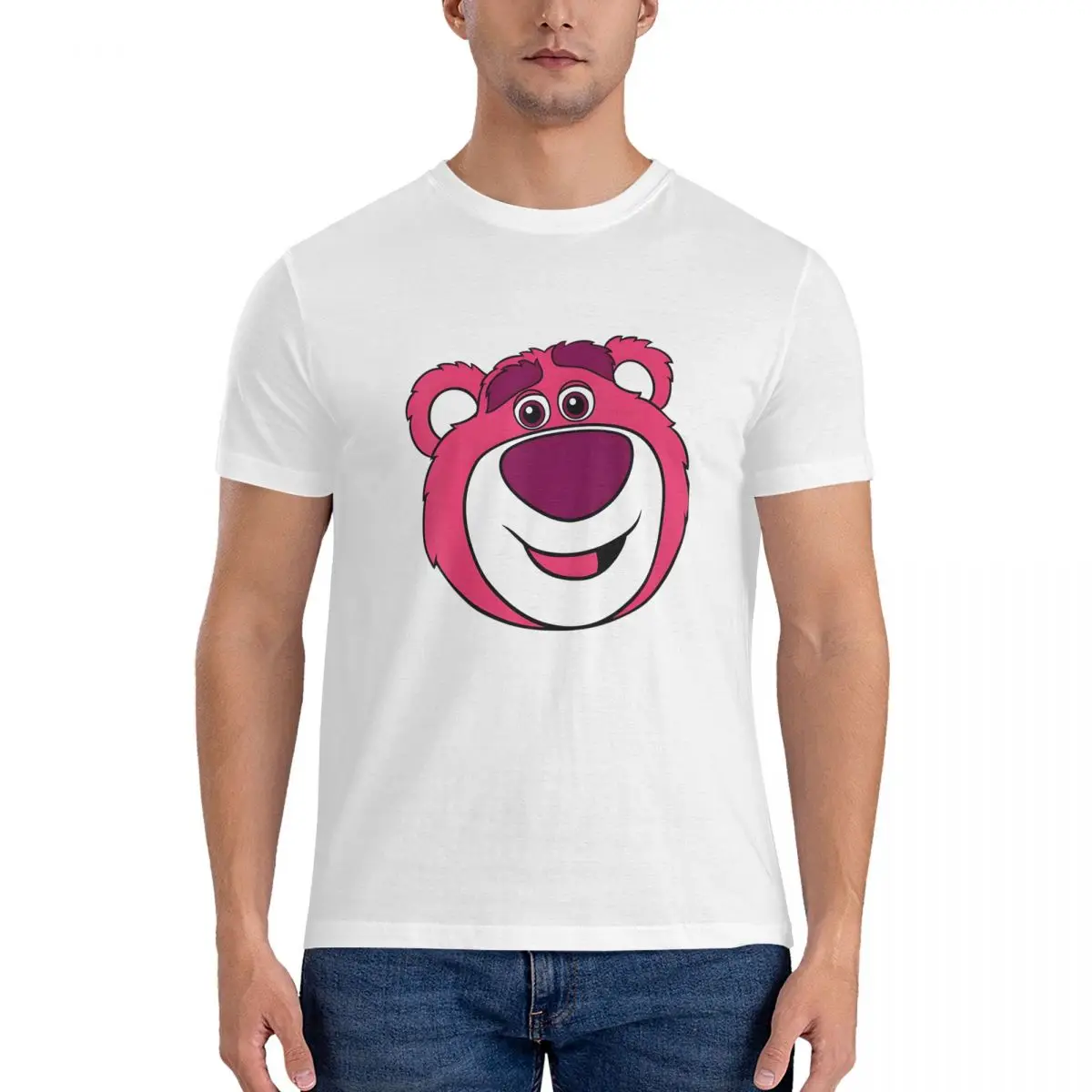 Happy Men's T Shirts Disney Toy Story Lotso Huggin Bear Awesome Tee Shirt Short Sleeve Round Collar T-Shirt 100% Cotton Unique