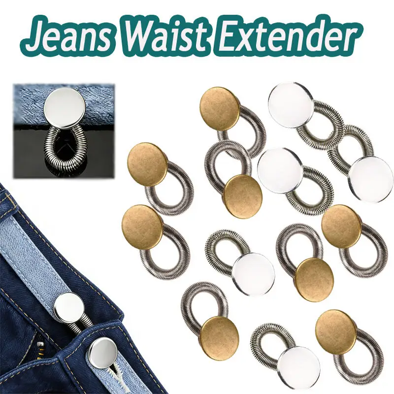 

10~30pcs Detachable Jeans Waist Adjustment Buckles Metal Button Extender for DIY Pants Jeans Free Sewing Waist Extenders Buttons