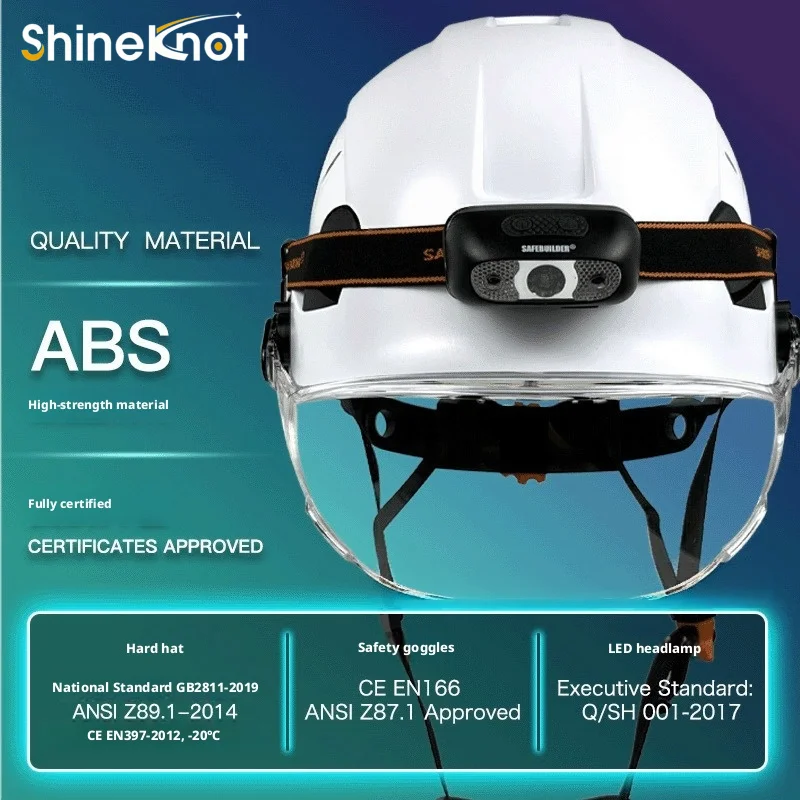 SHINEKNOT Safety Helmet Construction Site Led Headlight Night Lighting Multi Level Adjustable Waterproof Rechargeable Work Light