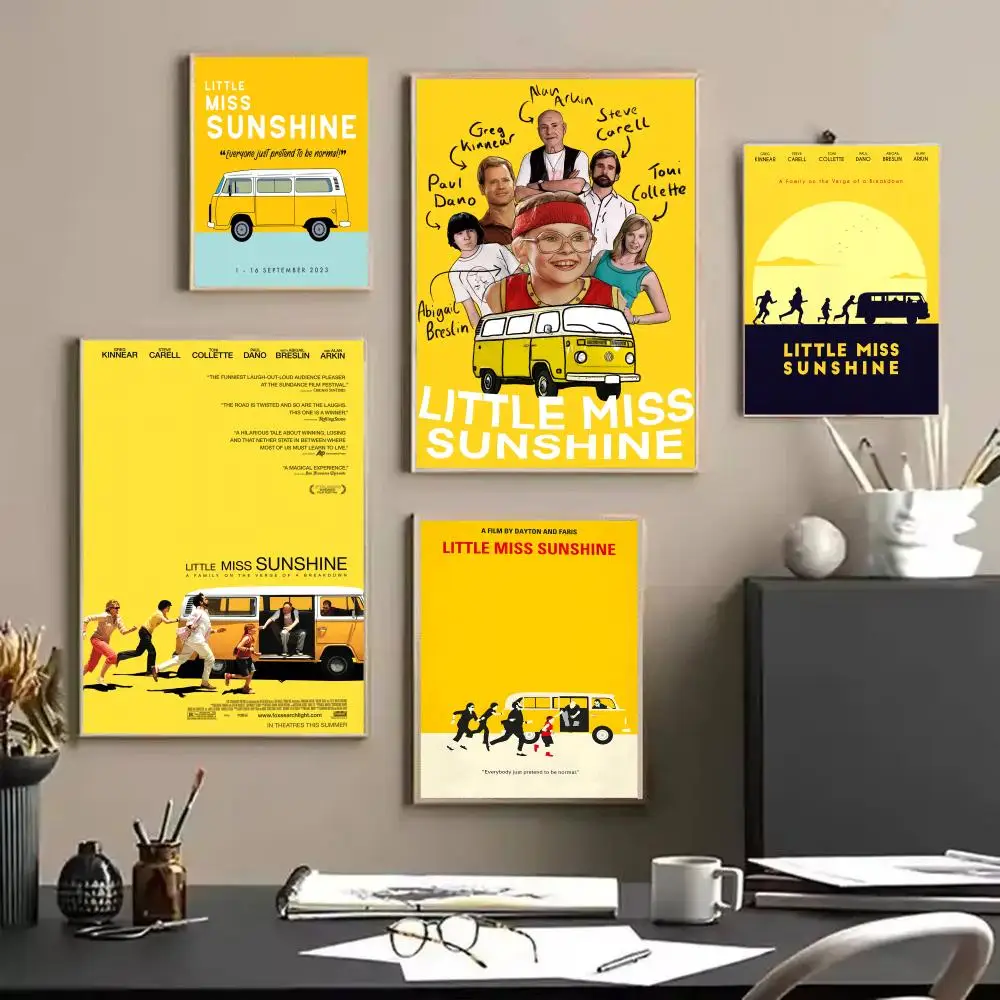 Little Miss S-Sunshine Movie Poster Stickers Mural Painting Self-Adhesive Wall Decals for Bedroom Living Room Home HD Decor Gift