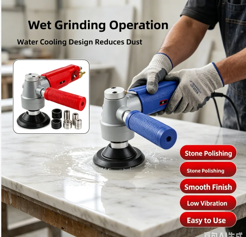 SM100 Air-powered Water Grinder with Water Injection 3-inch and 4-inch Marble and Jade Polishing Machine