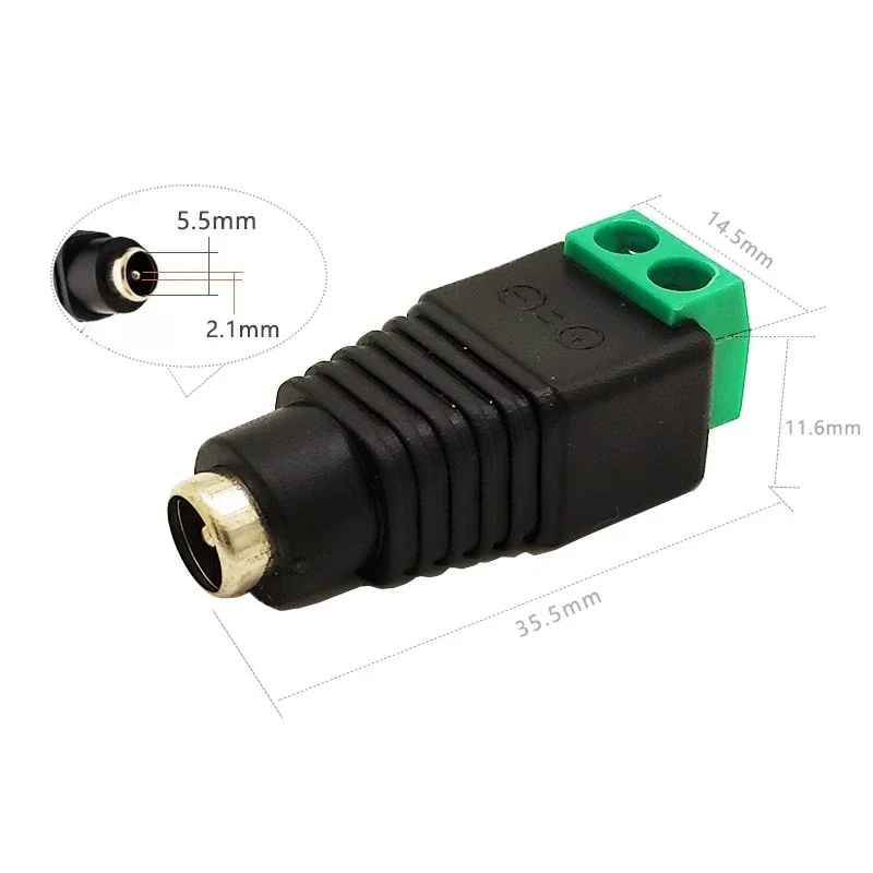 5PCS 12V 2.1 x 5.5mm DC Power Male Plug Jack Adapter Connector Plug for CCTV single color LED Light 5.5*2.5mm The socket