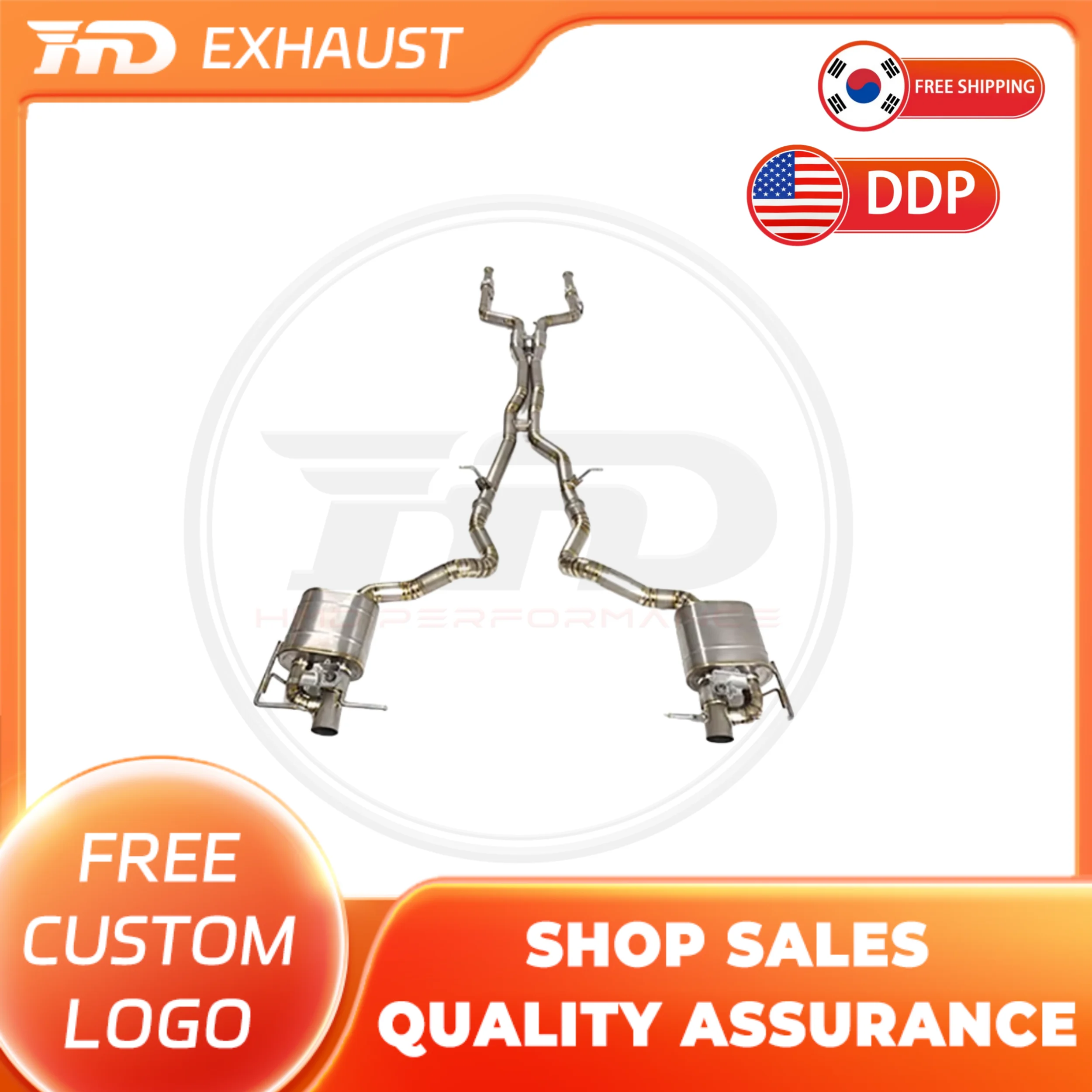 

HMD Hot sale Titanium Exhaust System Performance Catback exhaust for Mercedes Benz C43 E43 E400 C400 GLC43 Muffler With Valve