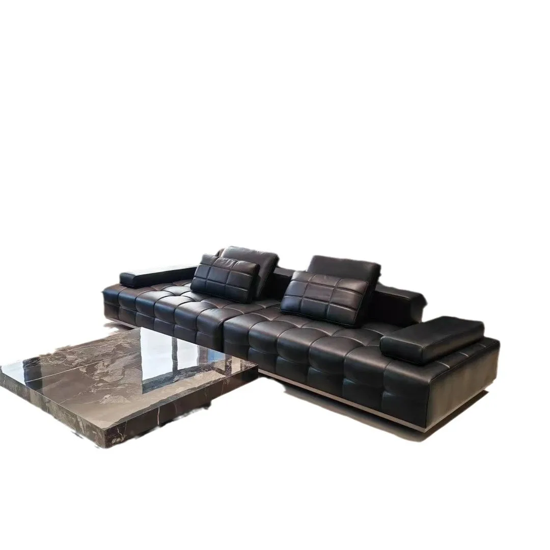 Italian minimalist sofa first layer cowhide living room module sofa