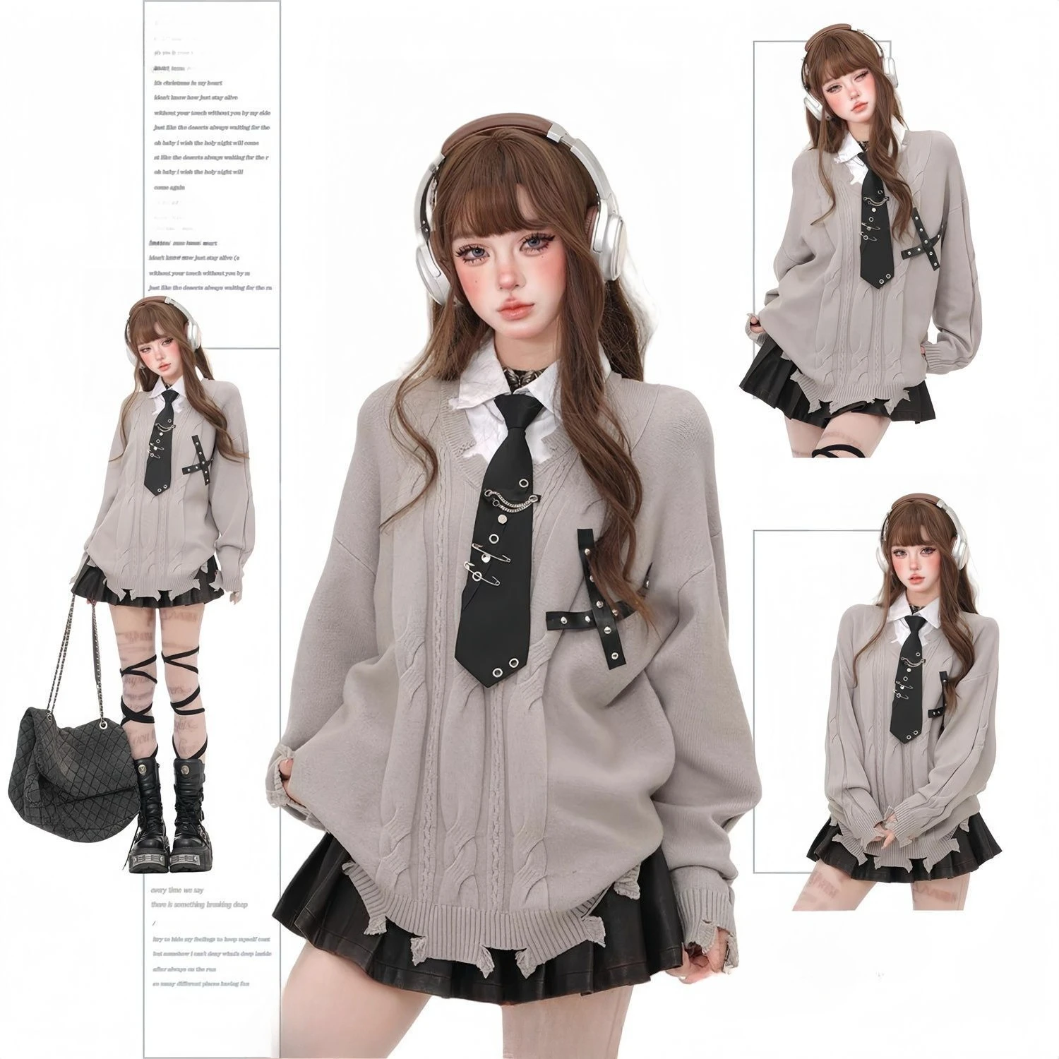 Sweter Rajutan Vintage Gaya Amerika Wanita Musim Gugur Musim Dingin Harajuku Longgar Lengan Panjang Pullover Fashion Wanita Jumper