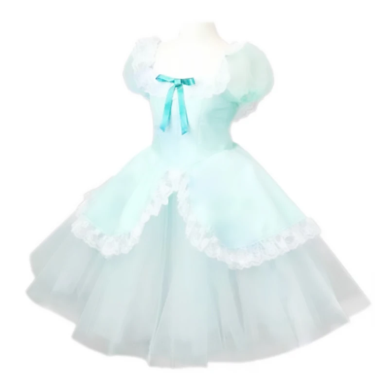 Vestido de Ballet largo y romántico para niña, tutú azul, ropa de actuación, disfraz de Hada, Lago de los cisnes