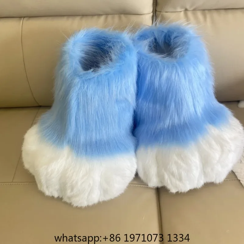 New Kig Fursuit Cosplay Paw Shoes Furry Fursuit Cosplay Rubbit Cat Boots Cute Fluffy Animal Manga Party Cos Wearable Costume