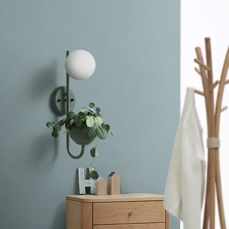 Imagem -04 - Nordic Creative Wall Sconce para Quarto e Sala de Estar Lâmpada Led para Plantas Iluminação Bola de Vidro Luminária Cabeceira Decoração de Casa Crianças