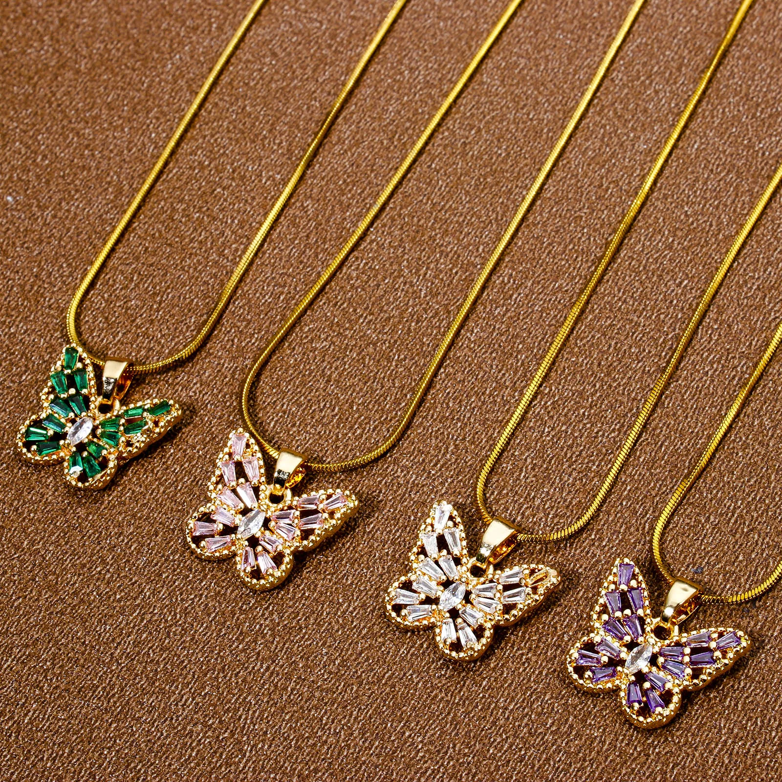 1pc New Brass Charm Gold Color Insect Butterfly Animal Hollow Multicolor Rhinestone Pendant DIY Necklace Jewelry 16mm x 16mm