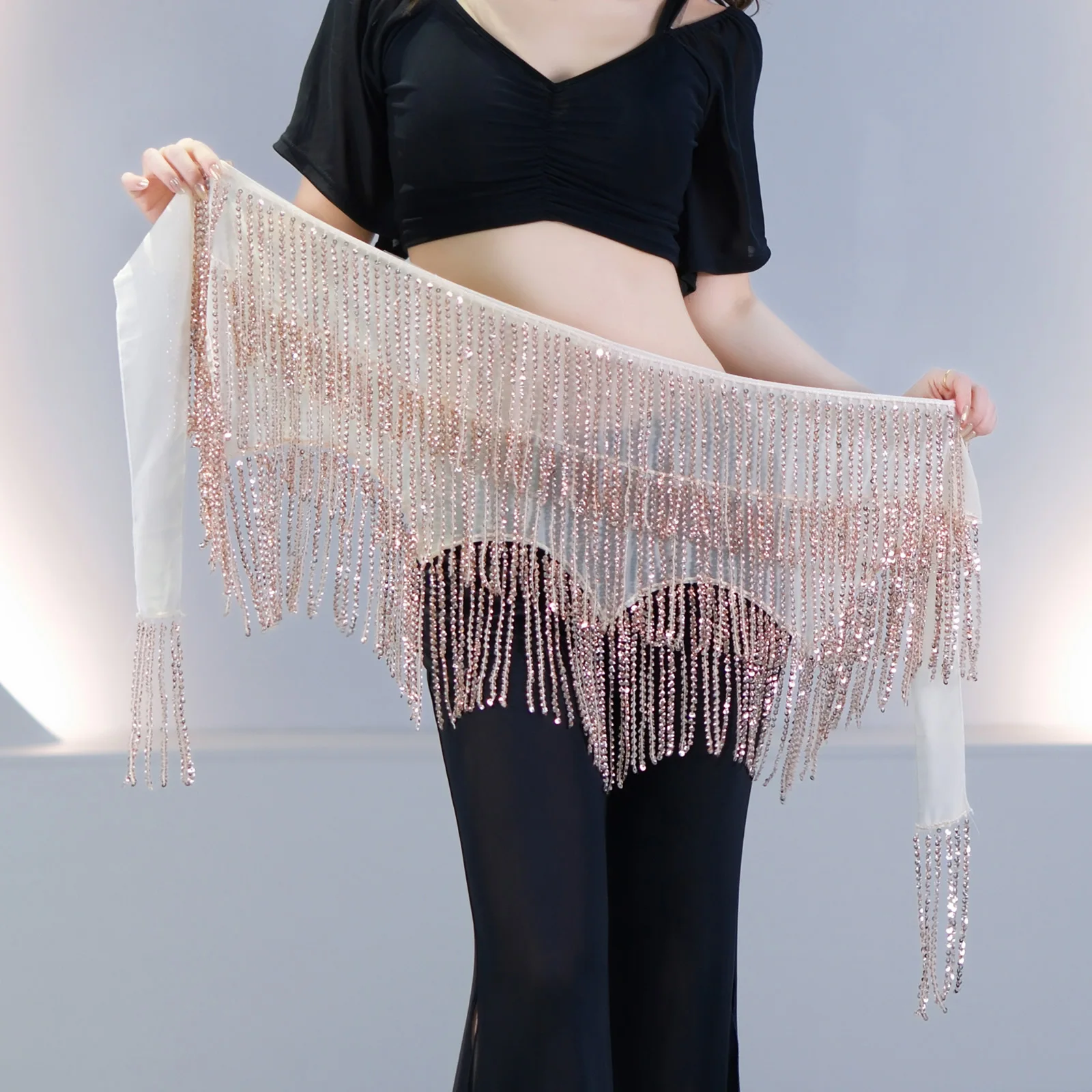 2026 New Belly Dance Hip Scarf Sequin Tassel Oriental Dance Waist Chain Stage Performance Jazz Dance Versatile Waist Ornament
