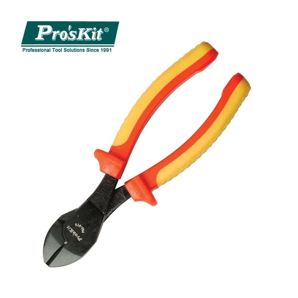 Pro'skit PM-916 High Voltage Cable Shear Clamp Insulated Cutting Stripper Cutting Oblique Mouth Pliers Multitool Hand Tools