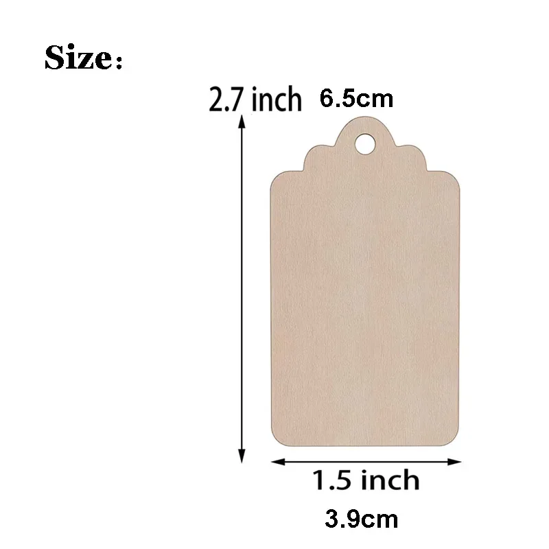 Rectangle Nature Wood Slice Blank Tags With Rope Wooden Hanging Label for DIY Craft Painting Wedding Birthday Party Decor