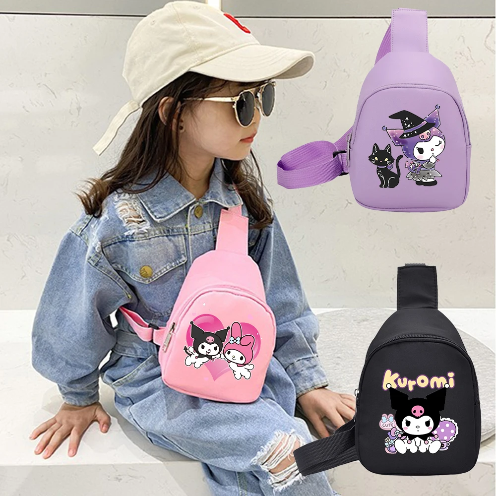 

Kuromi Shoulder Bags Kawaii Fashion Chest Bag Travel Satchel Casual Portable Totes Waist Bag Gifts For Boys Girls