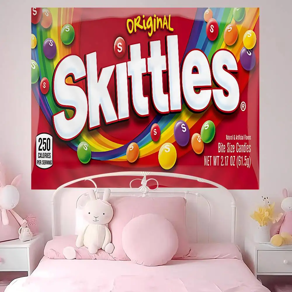 S-Skittles-S Dulces de Frutas Agridulces, Tapiz de Pared DIY, Arte de Ciencia Ficción, Decoración de Pared para el Hogar