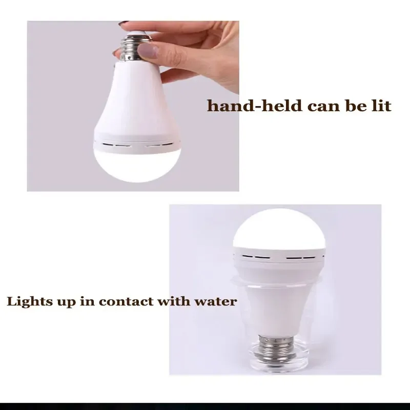 Rechargeable Emergency Battery Operated Powered Backup Portable Hooks Light Bulb, LED E27 7W/9W/12W/15W 1200mAh for Power Outage