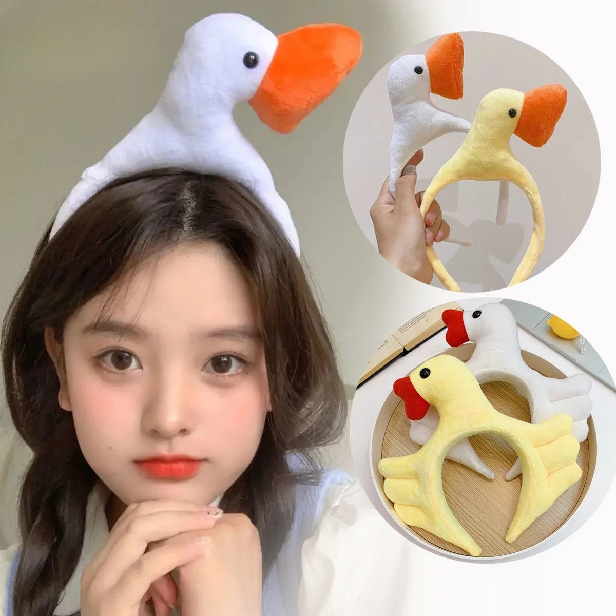 Swan Headband Female Cute Children's Hair Bands Duckling Goose Strange Creative Performance Hair Card Props Animal Headdresses