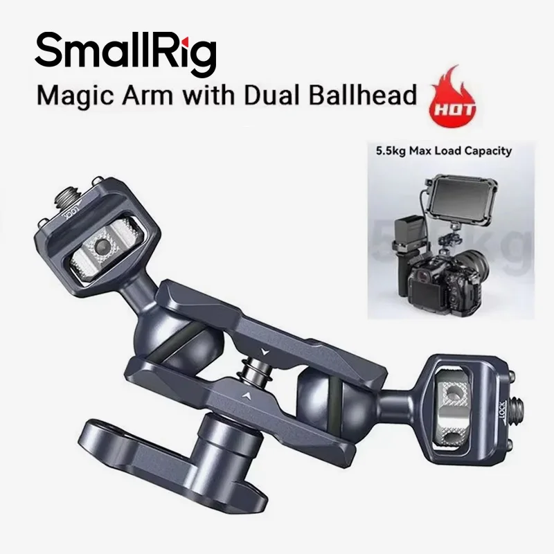 

SmallRig Magic Arm Flexible Articulating Arm with 1/4”Screws, Field Monitor Mount with Dual Ballhead, Adjustable Magic Arm 3873