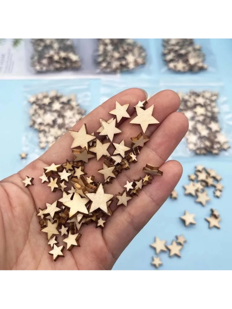 Pièces étoiles en bois de tailles assorties, artisanat fait main, Noël, mariages, albums faits à la main, artisanat de vacances, 100-300 pièces
