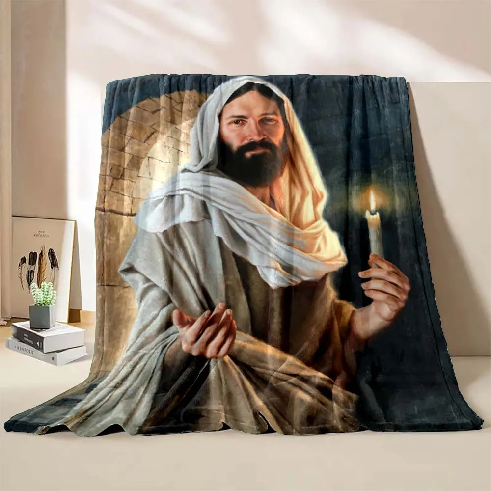 6 Sizes God Jesus Believer Pray Printed Blanket Soft and Comfortable Home Travel Blanket Adult and Child Warm Blanket Catholic