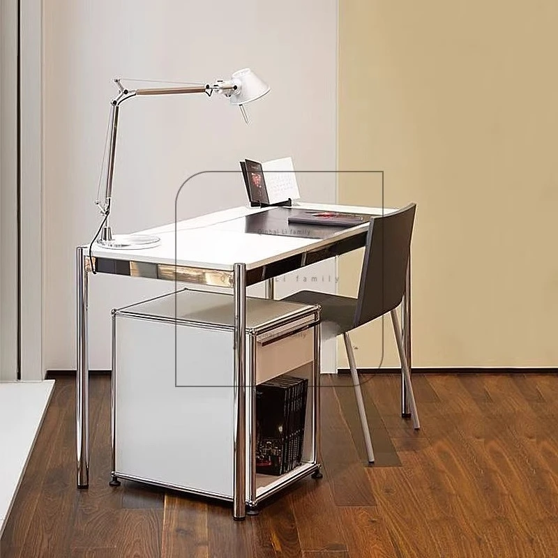 Desk workbench medieval light luxury office high-end stainless steel computer desk rectangular work