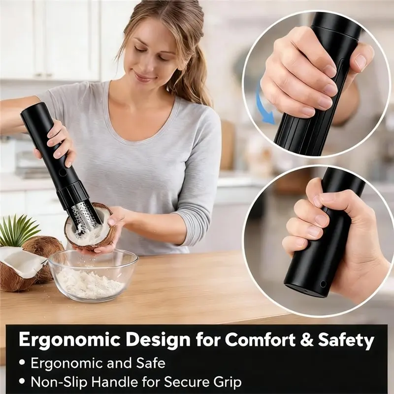B02C-Electric Fish Scaler Coconut Grater Portable Handheld Wireless Coconut Scraper Peeler Shredder