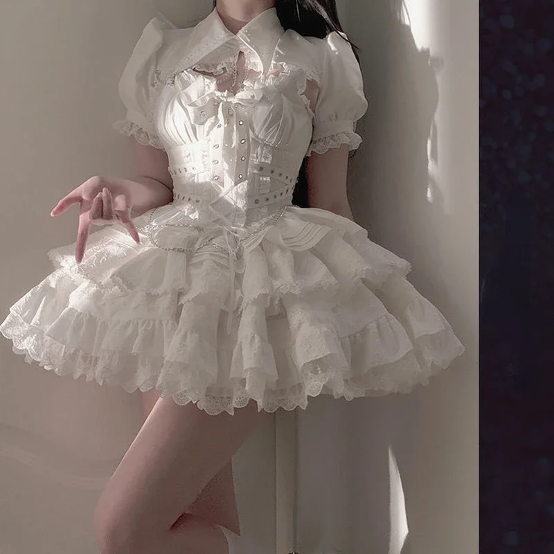 Abito Lolita Jsk gotico vittoriano Mini abito da festa stile principessa con fasciatura vintage Y2k per donne Estetico punk Giappone ragazze