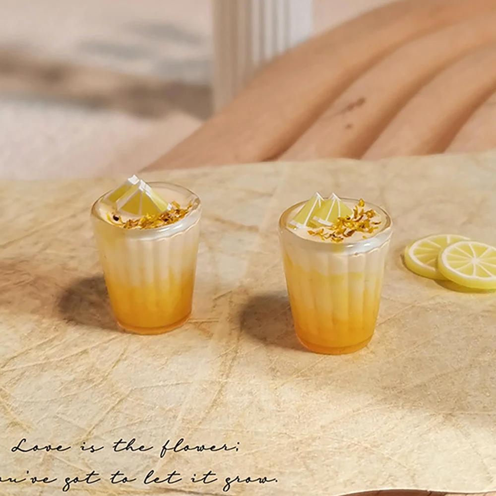 1Pcs 1/12 Dollhouse Miniature Resin Fruit Lemon Drink Cup Model for ob11 bjd Doll House Accessories Decoration