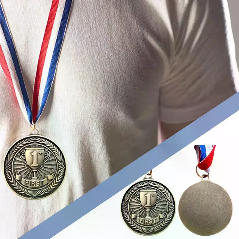 1pc Party for with Competition Medal Gold/silver/bronze Show Neck Winner 5cm Metal Medals Talent Race Ribbon Prize