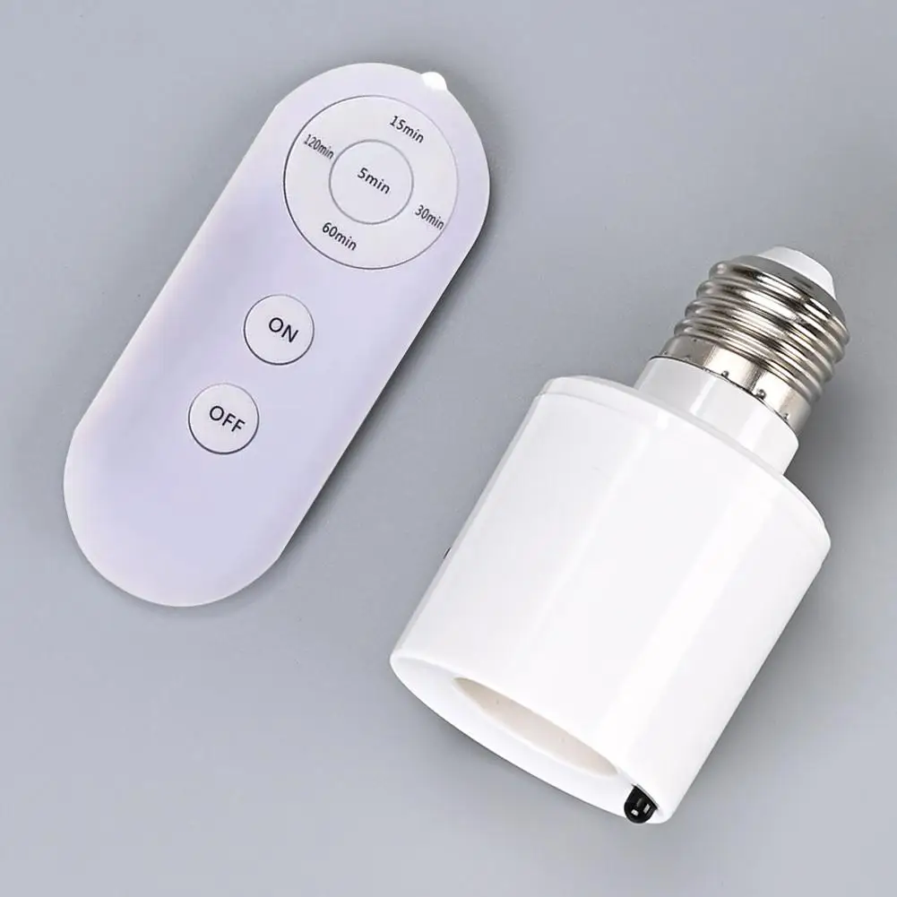 E27 screw remote control lamp head intelligent timer 220V bulb holder 5-speed timer switch LED lamp holder environment