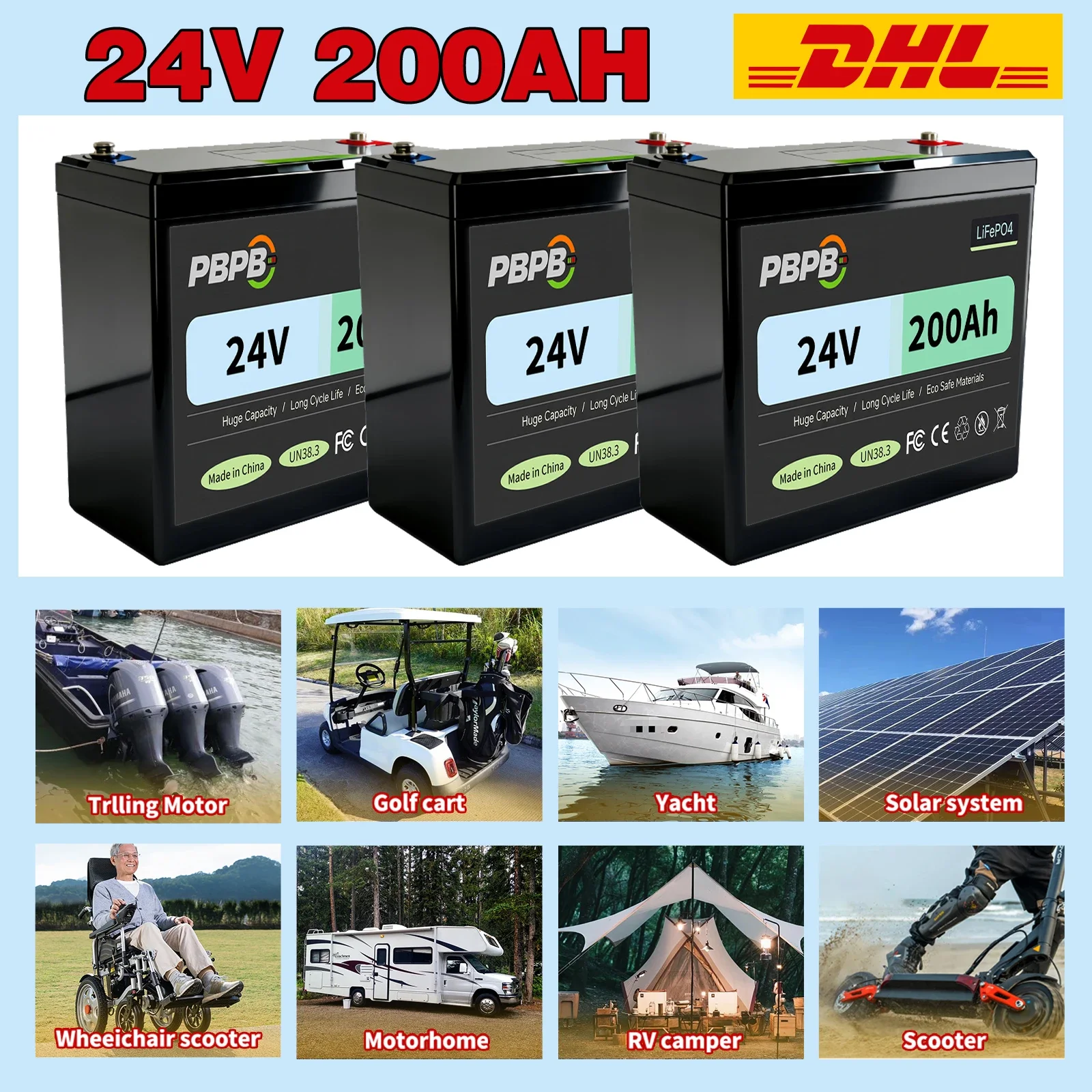 LiFePO4 24V 200AH Lithium Iron Phosphate Battery Energy Storage System for RV Off-Grid Solar Power Generation