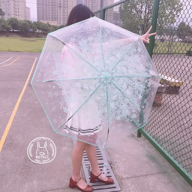 K-style Creative Fresh Japanese Style Romantic Cherry Blossom Umbrella Transparent 70% Off Literary Japanese Tree Shade Umbre...