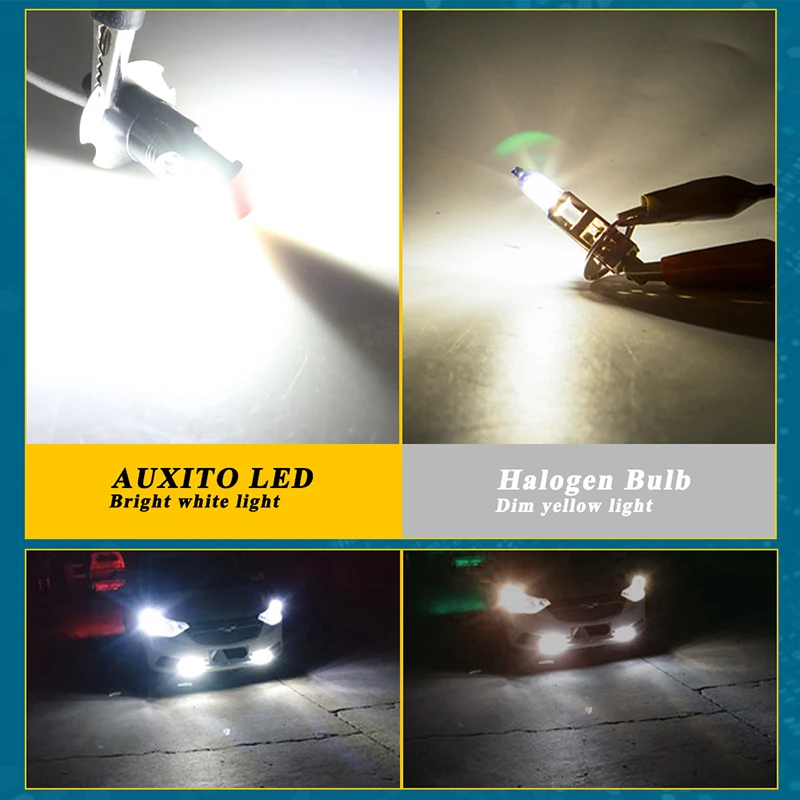 2Pcs H1 H3 LED Headlight Bulb Car Head Fog Light Super bright,plug and play White LED Fog Headlight Bulb For DRL Driving Light